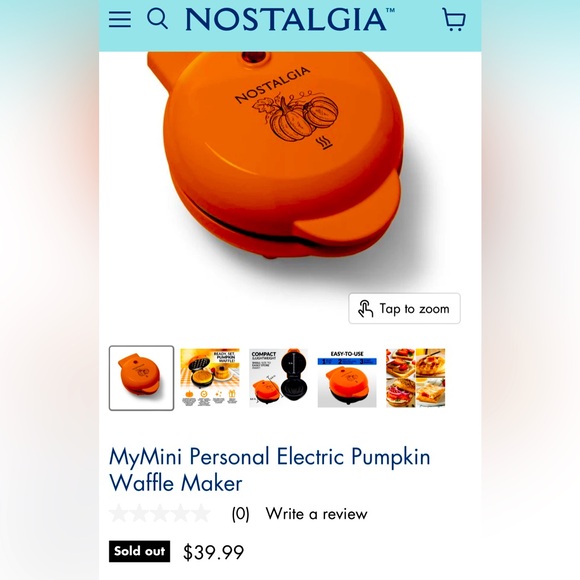 Pumpkin orange mini waffle maker by Nostalgia!! Super compact!! New- manuals! - Picture 4 of 10